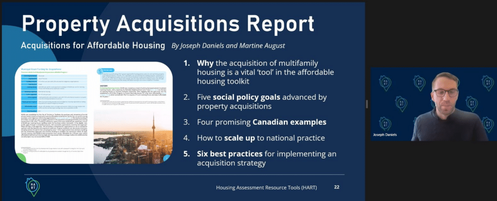 A slide showing an example of the Property Acquisitions Tool