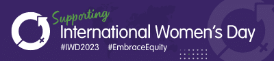 Supporting International Women's Day 2023 banner.